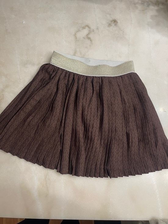MICHAEL Michael Kors Other - MICHAEL Michael Kors Brown Pleated Mini Skirt with Gold Waistband - NWOT